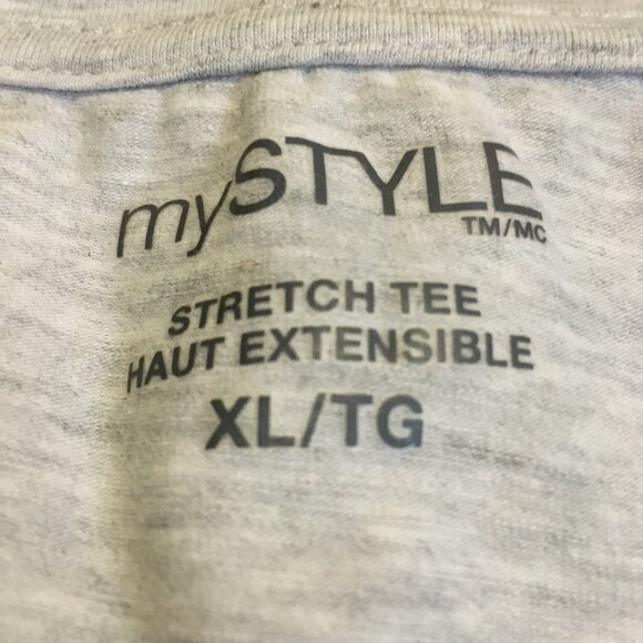 Grey Heathered Cotton V-Neck Stretch Tee - Picture 6 of 13